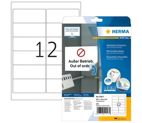 Herma Adresné etikety 99,1x42,3 mm / biele, snímateľné / 25 listov / 300 ks
