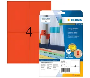 Herma Etikety A4 červené odnímateľné / Etikety / 105x148 mm / 80 ks