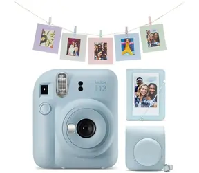 Fujifilm INSTAX MINI 12 Mega Pack modrá / Analógový fotoaparát / Instantné fotografie / puzdro + album v balení
