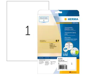 Herma etikety transparentné matné A4 210x297 mm / Etikety / fólia / laser / 25 ks
