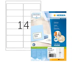 Herma Adresné etikety 99,1x38,1 mm / biele, permanentné / 100 listov / 1400 ks