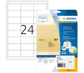 Herma etikety transparentné matné A4 66x33,8 mm / Etikety / fólia / laser / 600 ks