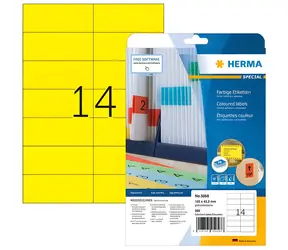 Herma Etikety žlté 105x42,3 mm / Etikety / papier matný / A4 / odnímateľné / 280 ks
