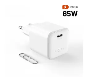 FIXED Mini biela / Sieťová GaN nabíjačka / USB-C / PD 65 W