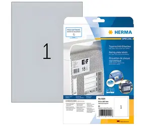 Herma výrobné štítky A4 210x297 mm strieborné / Etikety / Fólie / 25 ks / Trvalo lepiace / Vodeodolné