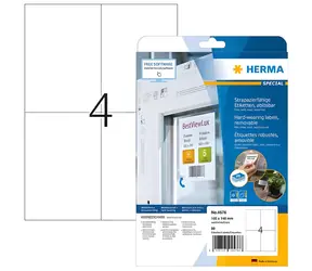 Herma Etikety fóliové biele 105x148 mm / Etikety / Fólie / Odnímateľné / 80 ks / A4