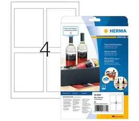 Herma etikety na fľaše biele / Etikety / 90x120 mm / Lesklé / Inkjet / 40 ks / A4