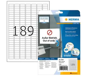 Herma Univerzálne etikety 25,4x10 mm / biele, snímateľné / 25 listov / 4725 ks