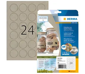 Herma Silphie etikety O 40 mm hnedá / Etikety / okrúhle / permanentné / 480 ks / 20 listov