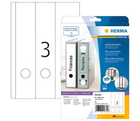 Herma Etikety na chrbty zakladačov biela / Etikety / Inkjet / 61x297 mm / 75 ks