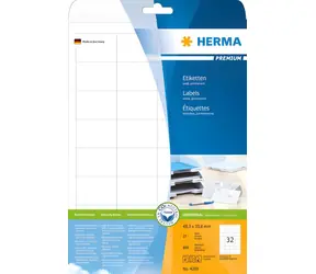 Herma Premium etikety A4 biela / Etikety / 48,3x33,8 mm / 800 ks / 25 listov