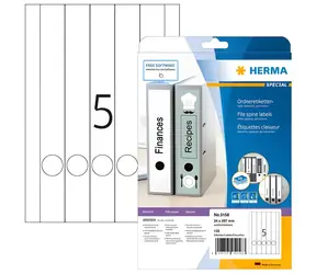 Herma etikety na chrbát zakladača 34x297 mm biela / Etikety / A4 / 125 ks
