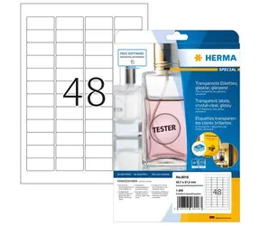 Herma etikety A4 45,7x21,2 mm transparentné / Etikety / Fólie lesklá / Vodeodolné / 1200 ks
