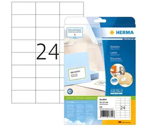 Herma Premium etikety A4 biele 70x37 mm / Etikety / papier / permanentné lepenie / 240 ks