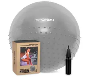 Spokey HALF FIT sivá / Gymnastická lopta / 2v1 masážna / 65 cm / pumpička v balení