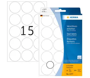 Herma Uzatváracie etikety transparentné 32 mm / Extra lepivé / Polyester / 240 ks