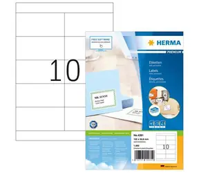 Herma Etikety Premium 105x50,8 mm / biele, permanentné / 100 listov / 1000 ks