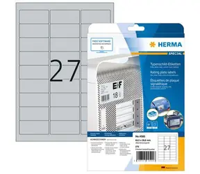 Herma výrobné štítky 63,5x29,6 mm strieborná / Etikety / polyesterová fólia / trvalo lepiaca / 270 ks
