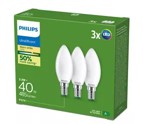 Philips Ultra Efficient LED žiarovka E14 / LED žiarovka / B35 / 2,1W = 40W / 2700K teplá biela / 3 ks