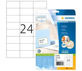 Herma Etikety Premium A4 biele 70x37 mm / Papier / Laser/Inkjet / 600 ks
