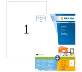 Herma Etikety Premium A4 biela 210x297 mm / Etikety / papier / 200 ks / 200 listov