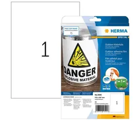 Herma Outdoor etikety A4 biele matné / Etikety / vodeodolné / 210x297 mm / 10 ks