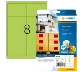 Herma Etikety A4 neónovo zelené / Etikety / 99,1x66,7 mm / 160 ks