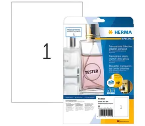 Herma etikety A4 transparentná / lesklá fólia / laser / vodeodolné / 25 ks