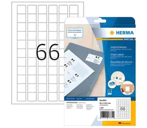 Herma Etikety štvorcové biela / Etikety / Inkjet / 25,4x25,4 mm / 1650 ks