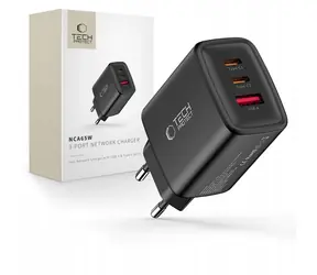 Tech-Protect NCA65W-GAN čierna / Nabíjačka / GaN / 65W / 2x USB-C / 1x USB-A