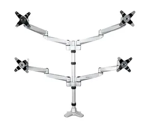 StarTech Quad Monitor Mount Premium strieborná / Držiak pre 4 monitory / 13-27" / nosnosť 45 kg / rotácia 360°