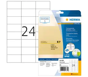 Herma etikety 70x37 mm transparentná matná fólia / Etikety / laser / poveternostne odolné / permanentné / 600 ks