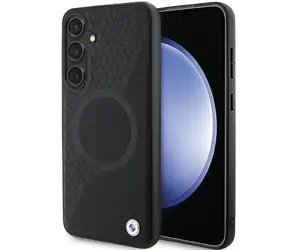 BMW BMHMS24S23RTPK čierna / Puzdro / pre Samsung Galaxy S24 / Signature Leather Half Textured & Circle / MagSafe