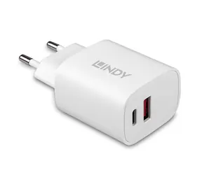 Lindy 2- Port nabíjačka 20W biela / Nabíjačka / USB-C Power Delivery + USB-A / Rýchle nabíjanie
