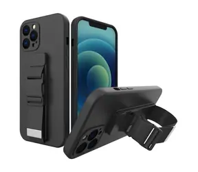 Hurtel Rope gélové púzdro s retiazkou pre XIAOMI POCO X3 NFC čierna / Púzdro / TPU gél / Retiazka na zápästie