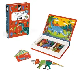 JANOD Magnetická kniha Dinosaury / 40 dielikov / 10 kartičiek / od 3 rokov