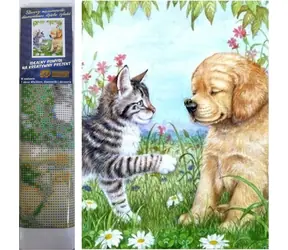 Norimpex Diamantové maľovanie Šteňa a mačiatko / 30x40 cm