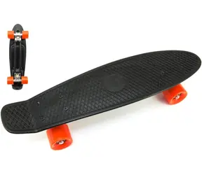 TEDDIES Pennyboard čierny / Pennyboard / 60 cm / kovové osi / oranžové kolesá