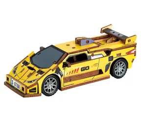 2KIDS TOYS 3D drevená skladačka Športové auto žlté