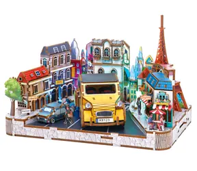 2KIDS TOYS 3D drevená skladačka Miniatúrna scéna Európske mestečko / 3D skladačka / 200+ dielikov / 14+