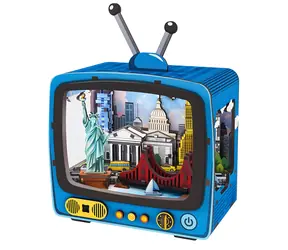 2KIDS TOYS 3D drevená skladačka Retro TV New York / 78 dielikov / od 12 rokov / LED osvetlenie