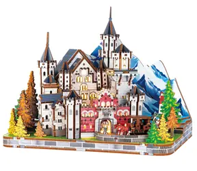 2KIDS TOYS 3D drevená skladačka Zámok Neuschwanstein / Miniatúrna scéna / 200+ dielikov / 14+ rokov
