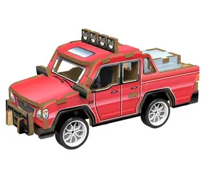 2KIDS TOYS 3D drevená skladačka Pick UP auto červená / Drevo / od 6 rokov