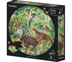 GRAFIKA Guľaté puzzle Tigrie mačky v džungli