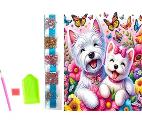Norimpex Diamantové maľovanie na plátne Veselí psíci / 23x30 cm