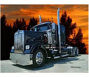 Norimpex Diamantové maľovanie Nákladné auto pri západe slnka / 30x40 cm
