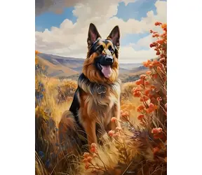 Norimpex Diamantové maľovanie Nemecký ovčiak v horách / 30x40 cm