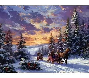 Norimpex Diamantové maľovanie Prechádzka na saniach / 30x40 cm
