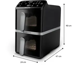 Philips NA461/00 čierno-strieborná / Teplovzdušná fritéza / dotykový displej / 2750 W / objem 10 l