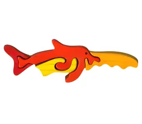 FAUNA Drevené puzzle Mečiar malý / Masívne drevo / 6x6x2 cm / od 3 rokov